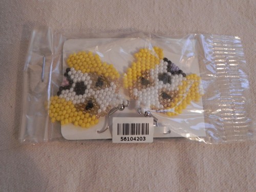 Yellow beagle bead earring - yellow,