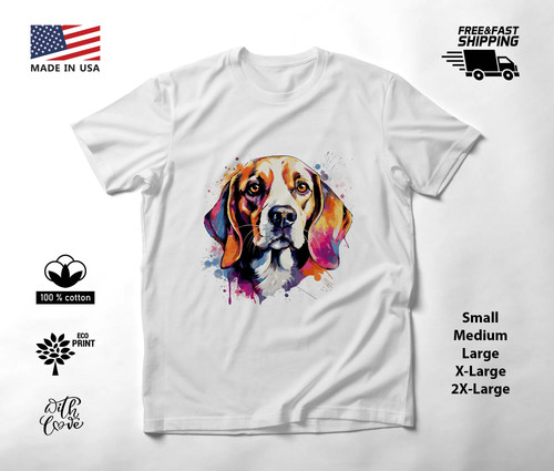 Beagle rainbow ear portrait - rainbow,