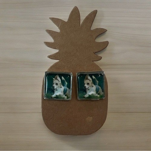New beagle pup square earrings - beagle,