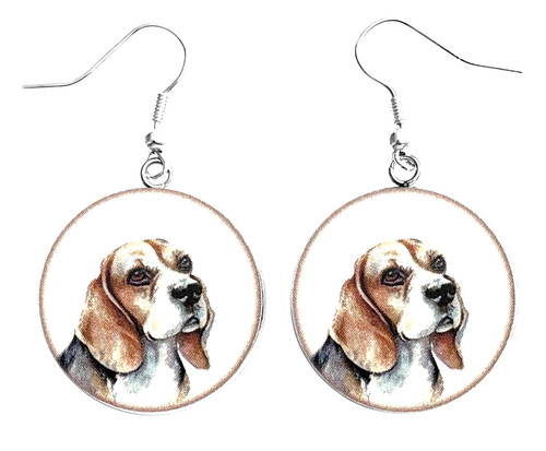 Beagle dog art print earrings - dog,